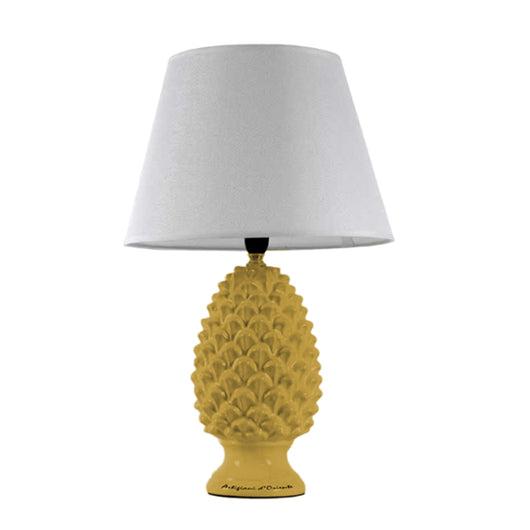 LAMPADA LUMETTO CON DESIGN A PIGNA CON BASE IN COLORE GIALLO 44,5 CM