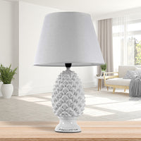 LAMPADA LUMETTO CON DESIGN A PIGNA CON BASE IN COLORE BIANCO 52 CM