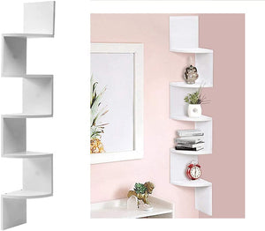 MAURY'S MENSOLA ANGOLARE DA PARETE IN LEGNO BIANCO CON 5 RIPIANI