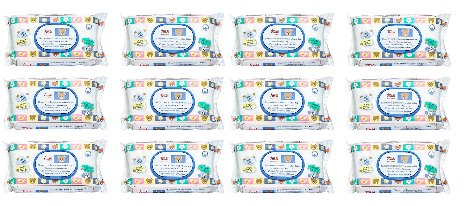 SET 12 CONFEZIONI DA 72 TRUDY BABY CARE SALVIETTINE UMIDIFICATE NETTARE DI FIORI