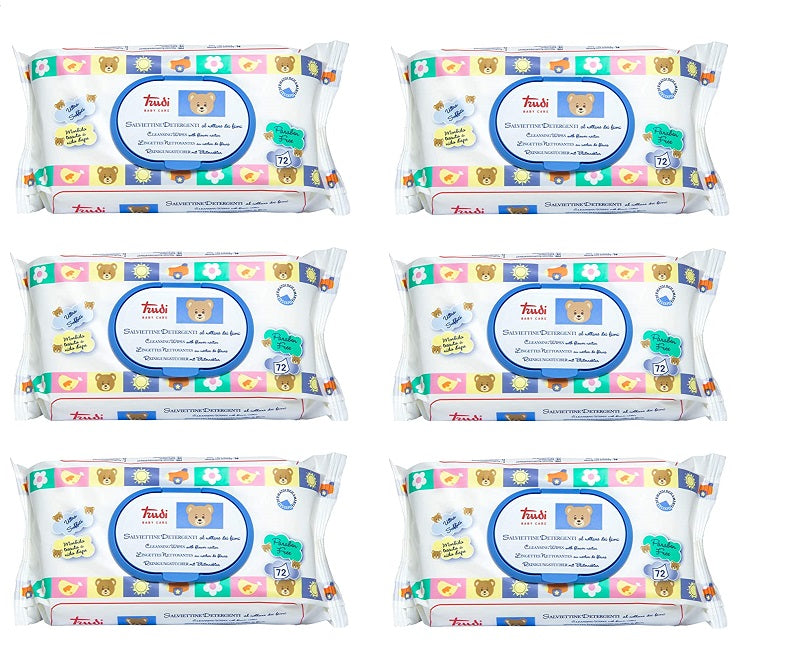 SET 6 CONFEZIONI DA 72 TRUDY BABY CARE SALVIETTINE UMIDIFICATE NETTARE DEI FIORI