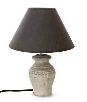 LAMPADA ORY CON BASE IN EFFETTO CEMENTO E PARALUME MARRONE DA 26 X 36 CM