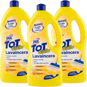 SET 3 CONFEZIONI SMAC TOT GIALLO DETERGENTE LAVAINCERA CON CERA DI CARNUBA 1 LT
