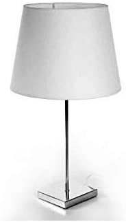 LAMPADA LUMETTO MODERNO CON BASE QUADRATA IN ACCIAIO E PARALUME BIANCO 30XH53 CM