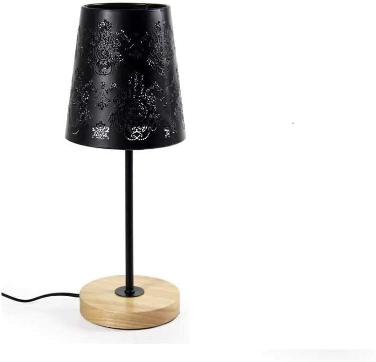 LAMPADA LUMETTO CON PARALUME IN DESIGN FLOREALE DI COLORE NERO 14 X 35 CM