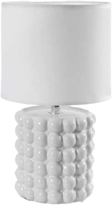 LAMPADA LUMETTO DA TAVOLO CON BASE IN CERAMICA EFFETTO BUBBLE 18X33 CM BIANCA