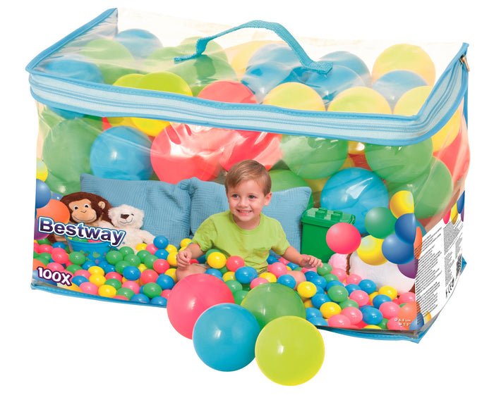 SACCA CON 100 PALLINE COLORATE CON CUSTODIA IDEALI PER BOX PISCINE E AREE GIOCO