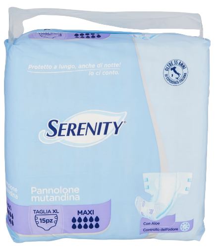 SERENITY PANNOLONE MUTANDINA MAXI CON ALOE GIORNO/NOTTE TAGLIA XL 15 PZ