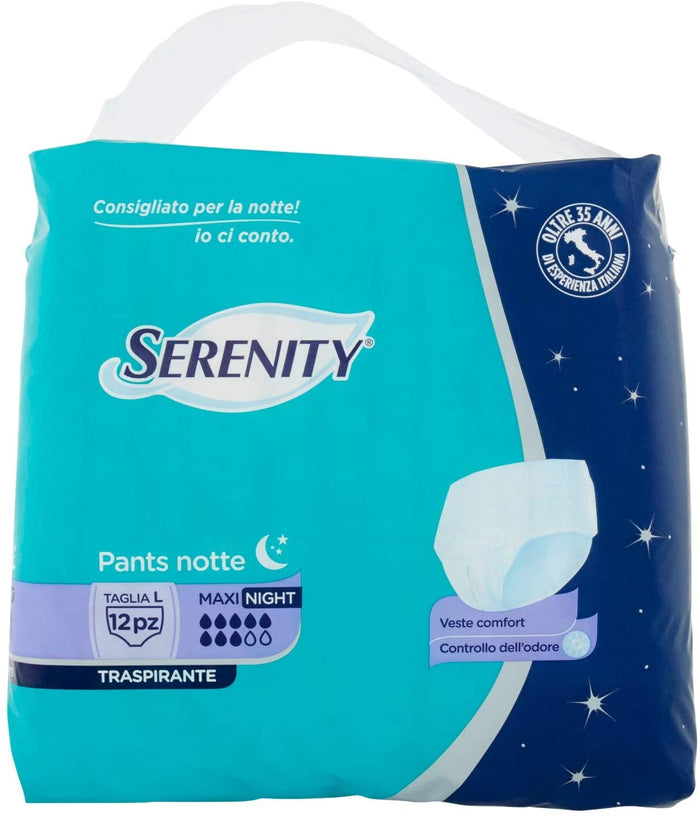 SERENITY PANTS NOTTE MUTANDINA ASSORBENTE TRASPIRANTE TAGLIA L 12 PZ