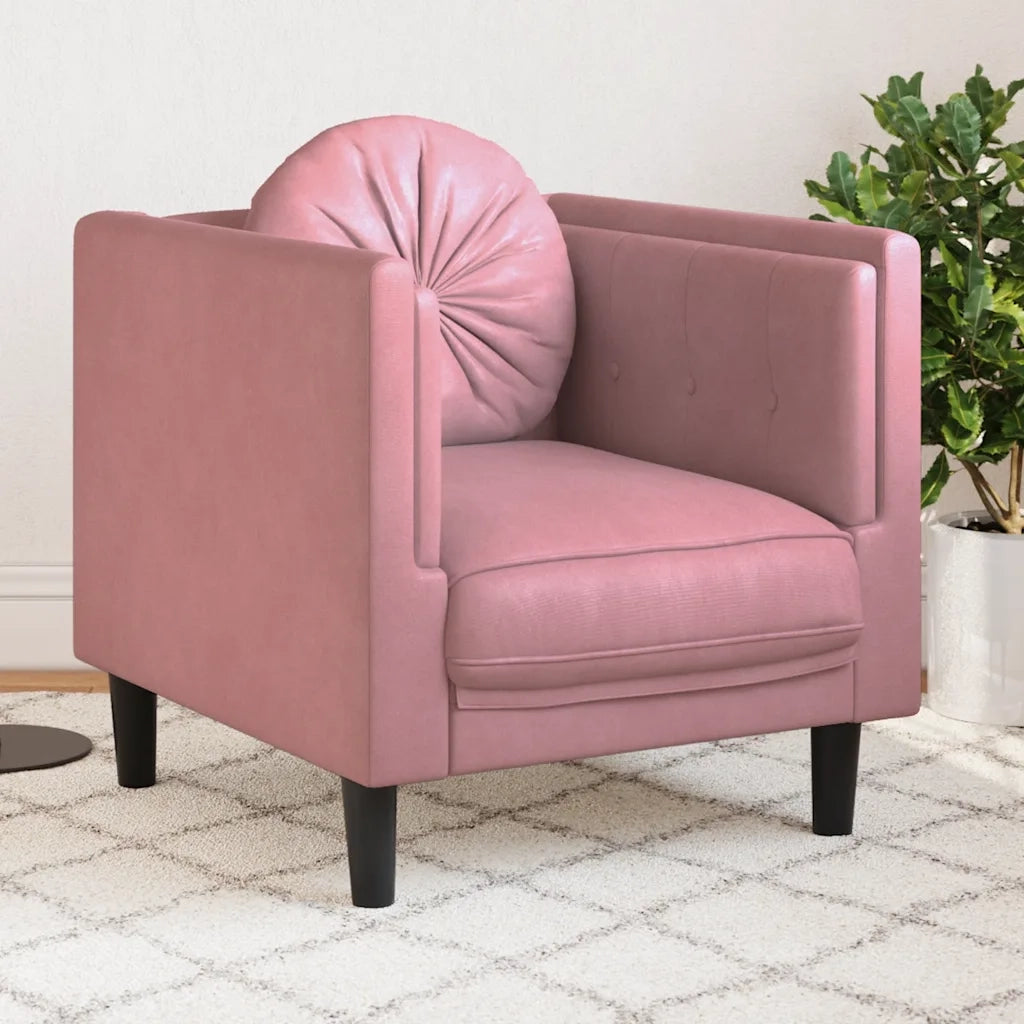 Divano Sedia-Poltrona con Cuscino Rosa in Velluto