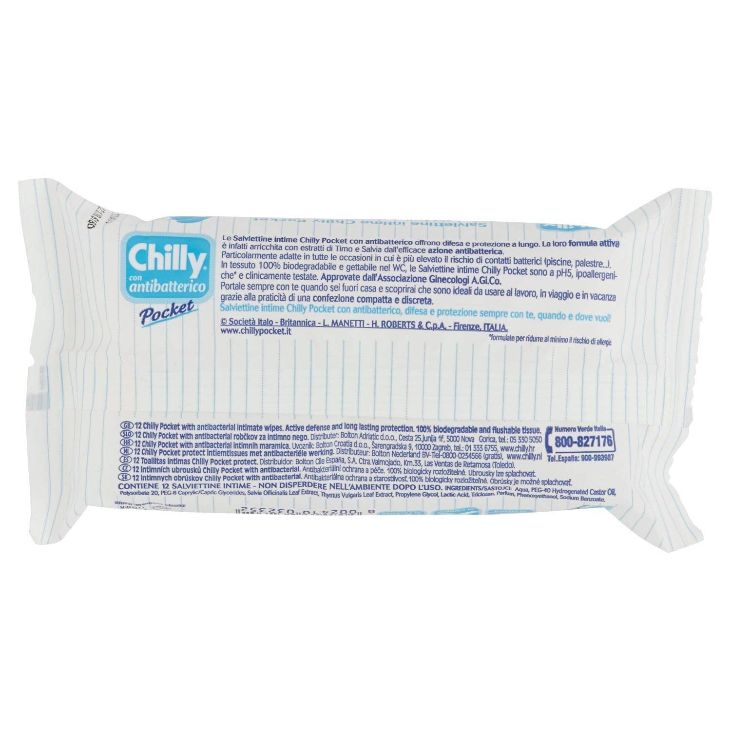 SET 12 CONFEZIONI CHILLY SALVIETTE INTIME ANTIBATTERICHE