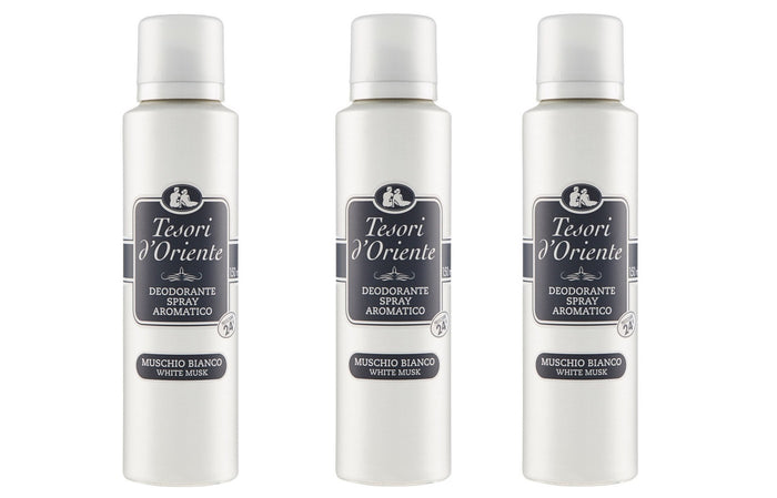 SET 3 CONFEZIONI TESORI D'ORIENTE DEODORANTE SPRAY MUSCHIO BIANCO DA 150 ML