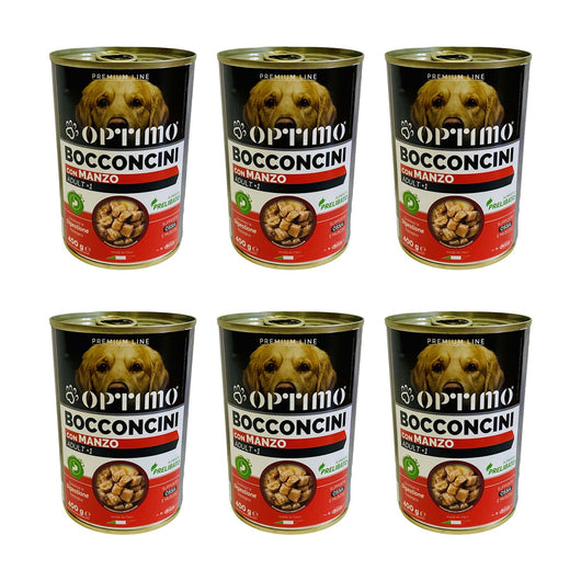 KIT SET 6 PZ OPTIMO BOCCONCINI PER CANE AL GUSTO MANZO DA 400 GR
