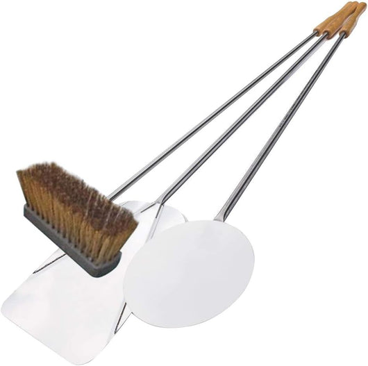 KIT PALE PER PIZZA PER FORNO A LEGNA 3 PEZZI IN ACCIAIO INOX 140 CM