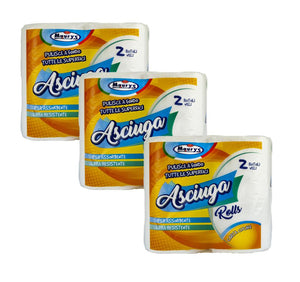 KIT SET 3 PZ MAURY'S CARTA ASCIUGATUTTO CUCINA 2 ROTOLI 2 VELI ASCIUGAROLLS 380G