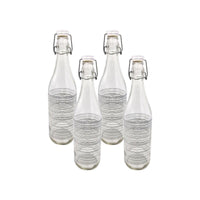 KIT SET 4 PZ BOTTIGLIA IN VETRO CIRCLE 1LT CON TAPPO A CHIUSURA