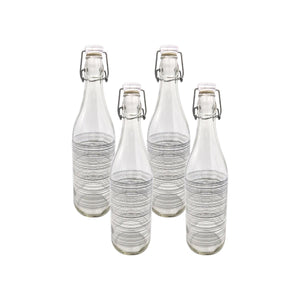 KIT SET 4 PZ BOTTIGLIA IN VETRO CIRCLE 1LT CON TAPPO A CHIUSURA