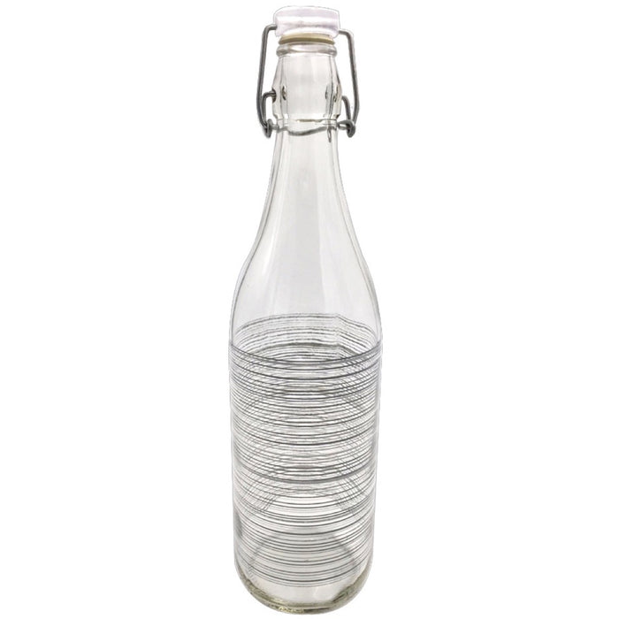KIT SET 4 PZ BOTTIGLIA IN VETRO CIRCLE 1LT CON TAPPO A CHIUSURA