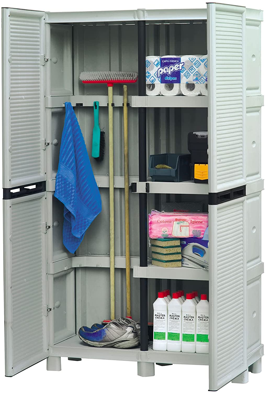 ARMADIO PORTASCOPE IN POLIPROPILENE 100 X 39 X H172 CM 2 ANTE E 3 RIPIANI