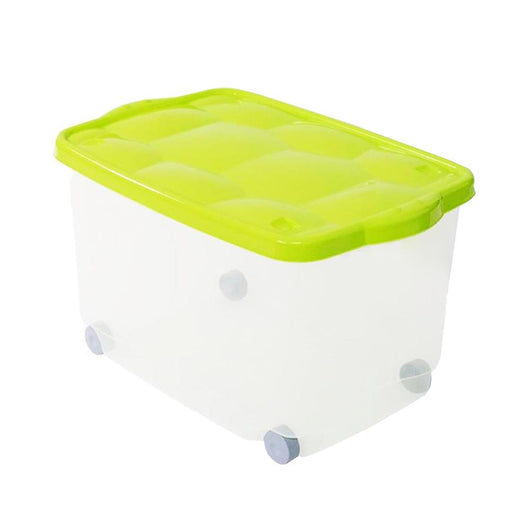 SET 3 PZ CONTENITORE MULTIUSO TRASPARENTE CON RUOTE - COLORI ASSORTITI 60X40X36