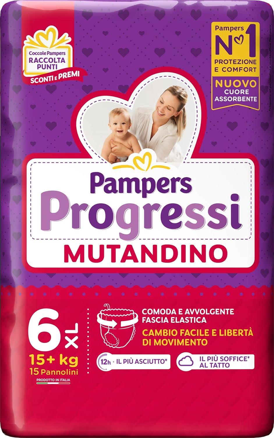 SET 4 PZ PANNOLINI PAMPERS PROGRESSI MUTANDINO 15 PEZZI NEW XL TAGLIA 6