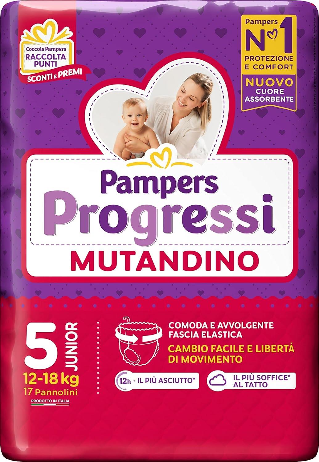 PANNOLINI PAMPERS PROGRESSI MUTANDINO 68 PEZZI NEW JUNIOR TAGLIA 5