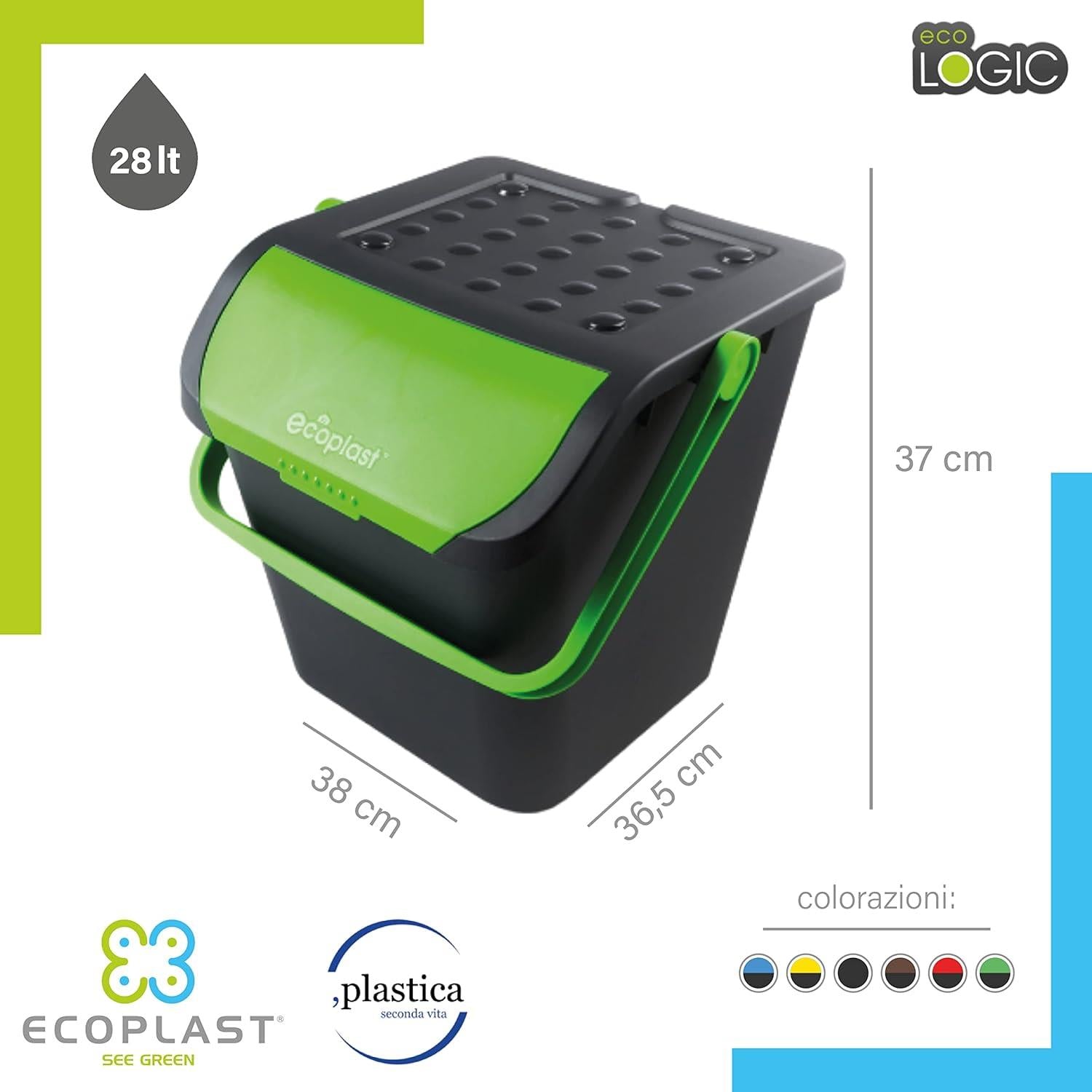 TRIS PATTUMIERA ECOLOGIC DA 28 LITRI COMPONIBILE CON MANICI