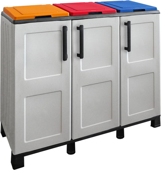 ARMADIO PATTUMIERA BASSO IN PLASTICA 3 SCOMPARTI DIMENSIONI 102X37XH 90 CM