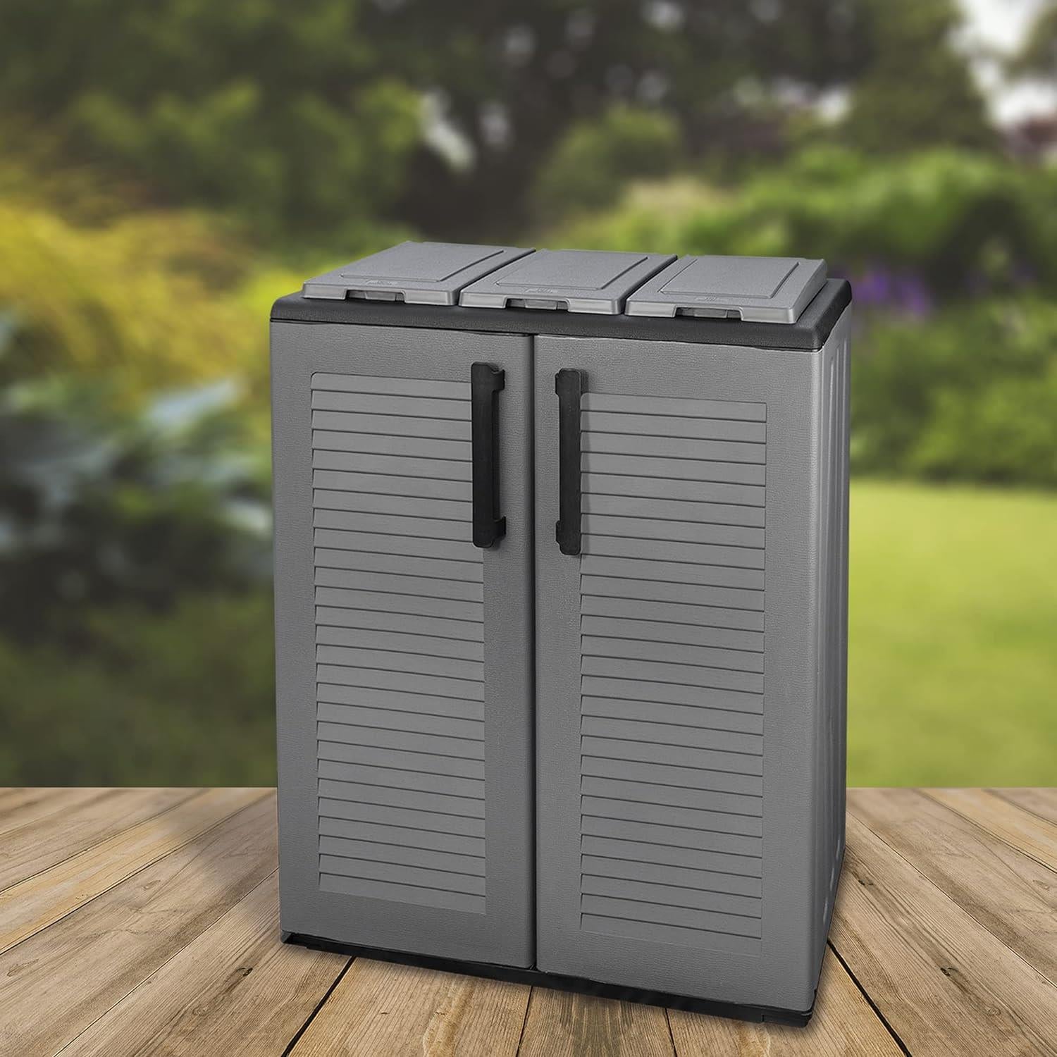 ARMADIO PATTUMIERA BASSO IN PLASTICA 3 SCOMPARTI DIMENSIONI 68 X 37 X H84 CM OKX