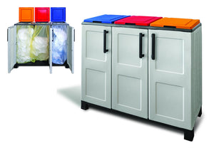 ARMADIO PATTUMIERA BASSO IN PLASTICA 3 SCOMPARTI DIMENSIONI 102X37XH 90 CM