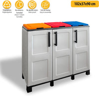 ARMADIO PATTUMIERA BASSO IN PLASTICA 3 SCOMPARTI DIMENSIONI 102X37XH 90 CM