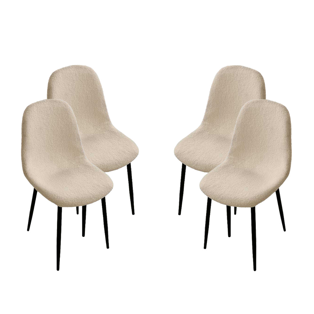 MAURY'S SET 4 SEDIE IMBOTTITE TEDDY IN TESSUTO BEIGE CON GAMBE NERE 44X48X88 CM