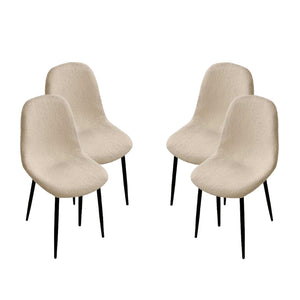 MAURY'S SET 4 SEDIE IMBOTTITE TEDDY IN TESSUTO BEIGE CON GAMBE NERE 44X48X88 CM