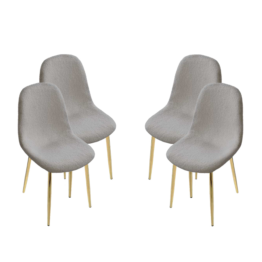 MAURY'S SET 4 SEDIE IMBOTTITE TEDDY IN TESSUTO GRIGIO CON GAMBE ORO 44X48X88 CM