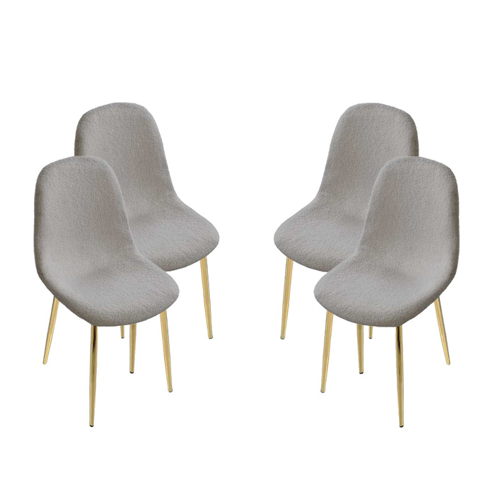 MAURY'S SET 4 SEDIE IMBOTTITE TEDDY IN TESSUTO GRIGIO CON GAMBE ORO 44X48X88 CM