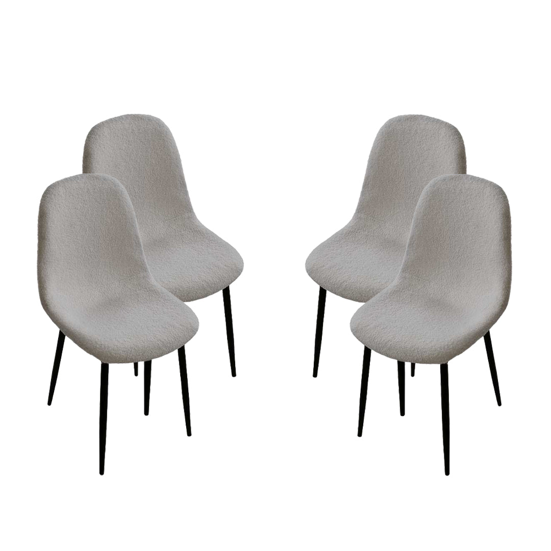 MAURY'S SET 4 SEDIE IMBOTTITE TEDDY TESSUTO GRIGIO CON GAMBE NERE 44X48X88 CM