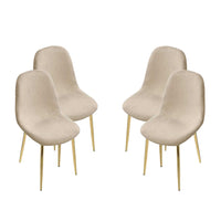 MAURY'S SET 4 SEDIE IMBOTTITE TEDDY IN TESSUTO BEIGE CON GAMBE ORO 44X48X88 CM