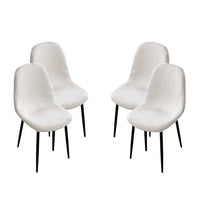 MAURY'S SET 4 SEDIE IMBOTTITE TEDDY TESSUTO BIANCO CON GAMBE NERE 44X48X88 CM