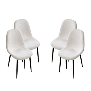 MAURY'S SET 4 SEDIE IMBOTTITE TEDDY TESSUTO BIANCO CON GAMBE NERE 44X48X88 CM