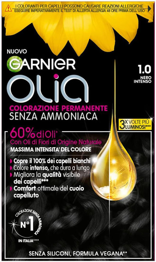 SET 2 GARNIER OLIA TINTA PERMANENTE SENZA AMMONIACA 1.0 NERO INTENSO