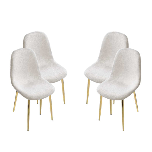 MAURY'S SET 4 SEDIE IMBOTTITE TEDDY IN TESSUTO BIANCO CON GAMBE ORO 44X48X88 CM