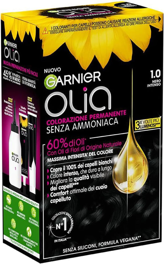 SET 2 GARNIER OLIA TINTA PERMANENTE SENZA AMMONIACA 1.0 NERO INTENSO