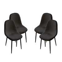 MAURY'S SET 4 SEDIE IMBOTTITE TEDDY IN TESSUTO NERO CON GAMBE NERE 44X48X88 CM