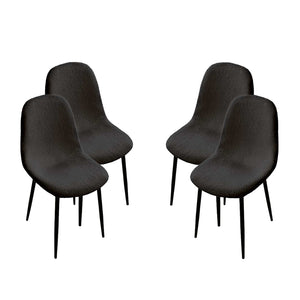 MAURY'S SET 4 SEDIE IMBOTTITE TEDDY IN TESSUTO NERO CON GAMBE NERE 44X48X88 CM