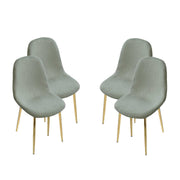 MAURY'S SET 4 SEDIE IMBOTTITE TEDDY VERDE CHIARO CON GAMBE ORO 44X48X88 CM
