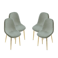 MAURY'S SET 4 SEDIE IMBOTTITE TEDDY VERDE CHIARO CON GAMBE ORO 44X48X88 CM