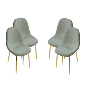 MAURY'S SET 4 SEDIE IMBOTTITE TEDDY VERDE CHIARO CON GAMBE ORO 44X48X88 CM