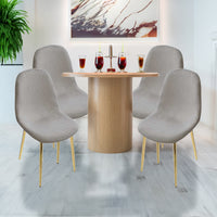 MAURY'S SET 4 SEDIE IMBOTTITE TEDDY IN TESSUTO GRIGIO CON GAMBE ORO 44X48X88 CM