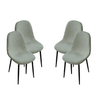 MAURY'S SET 4 SEDIE IMBOTTITE TEDDY VERDE CHIARO CON GAMBE NERE 44X48X88 CM