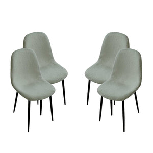 MAURY'S SET 4 SEDIE IMBOTTITE TEDDY VERDE CHIARO CON GAMBE NERE 44X48X88 CM